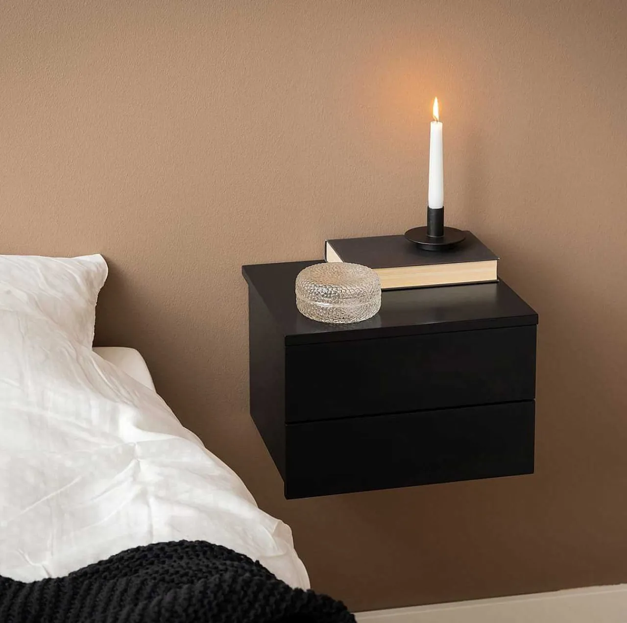 mutoni scandi Nachttisch Rognonas Schwarz 37X32> Schlafzimmer