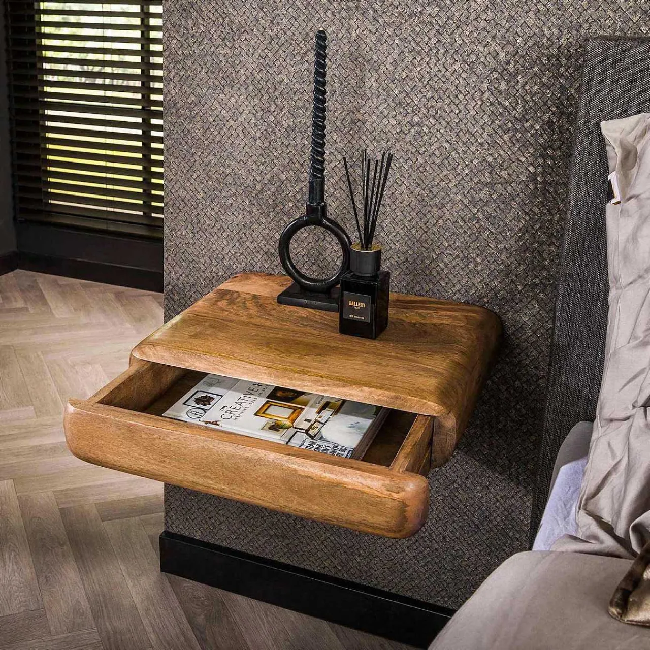 mutoni industrial Nachttisch Sleek Mango Sand> Schlafzimmer