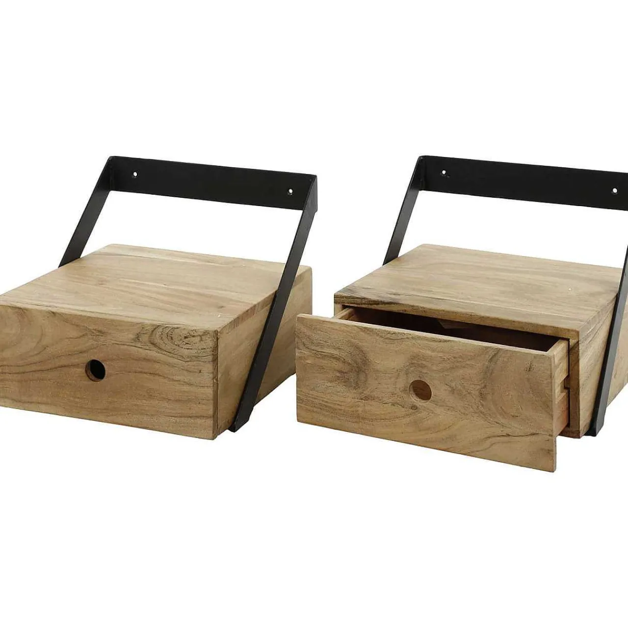 mutoni industrial Nachttisch Strip Akazie Natur (2Er-Set)> Schlafzimmer