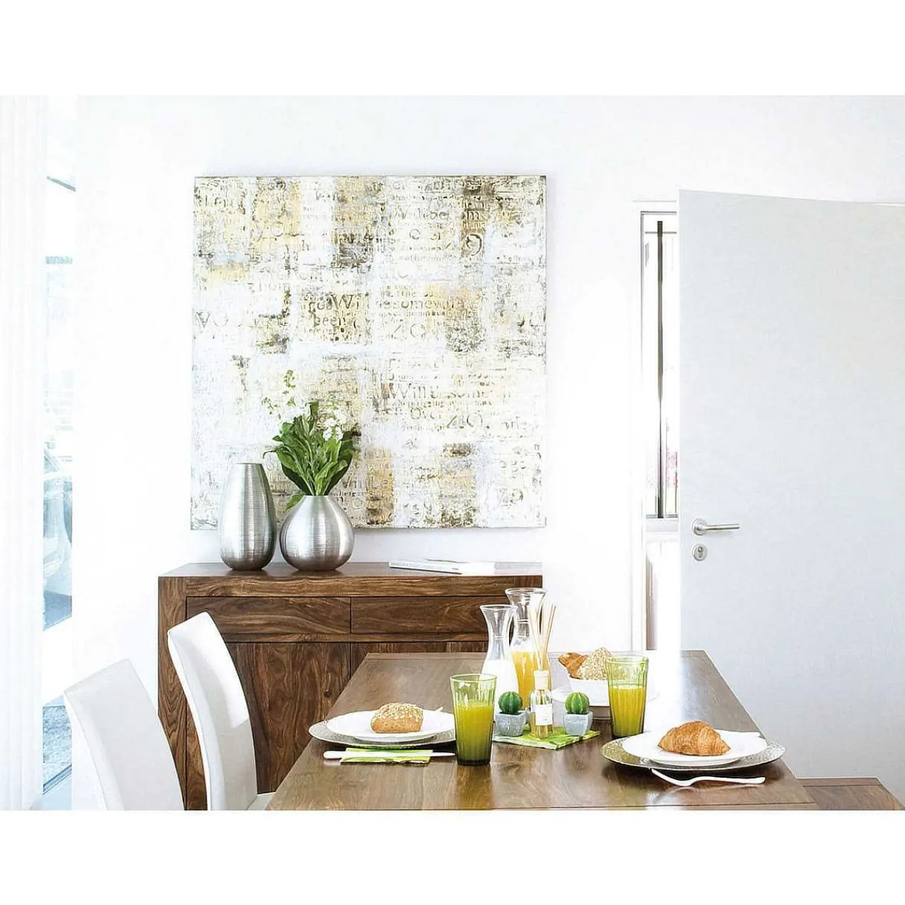 KARE Design Olbild Villa Letters Beige 120X120> Ölbilder