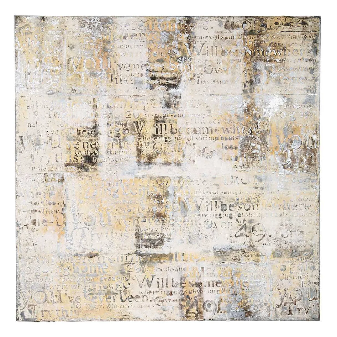 KARE Design Olbild Villa Letters Beige 120X120> Ölbilder