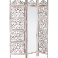 mutoni lifestyle Paravent Alyssa 3 Turen Altweiss Mit Spiegel 130X180> Paravents