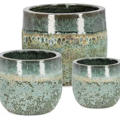 mutoni lifestyle Pflanzentopf Duyen Jadegrun (3Er-Set)> Gartenvasen Und Pflanzkübel