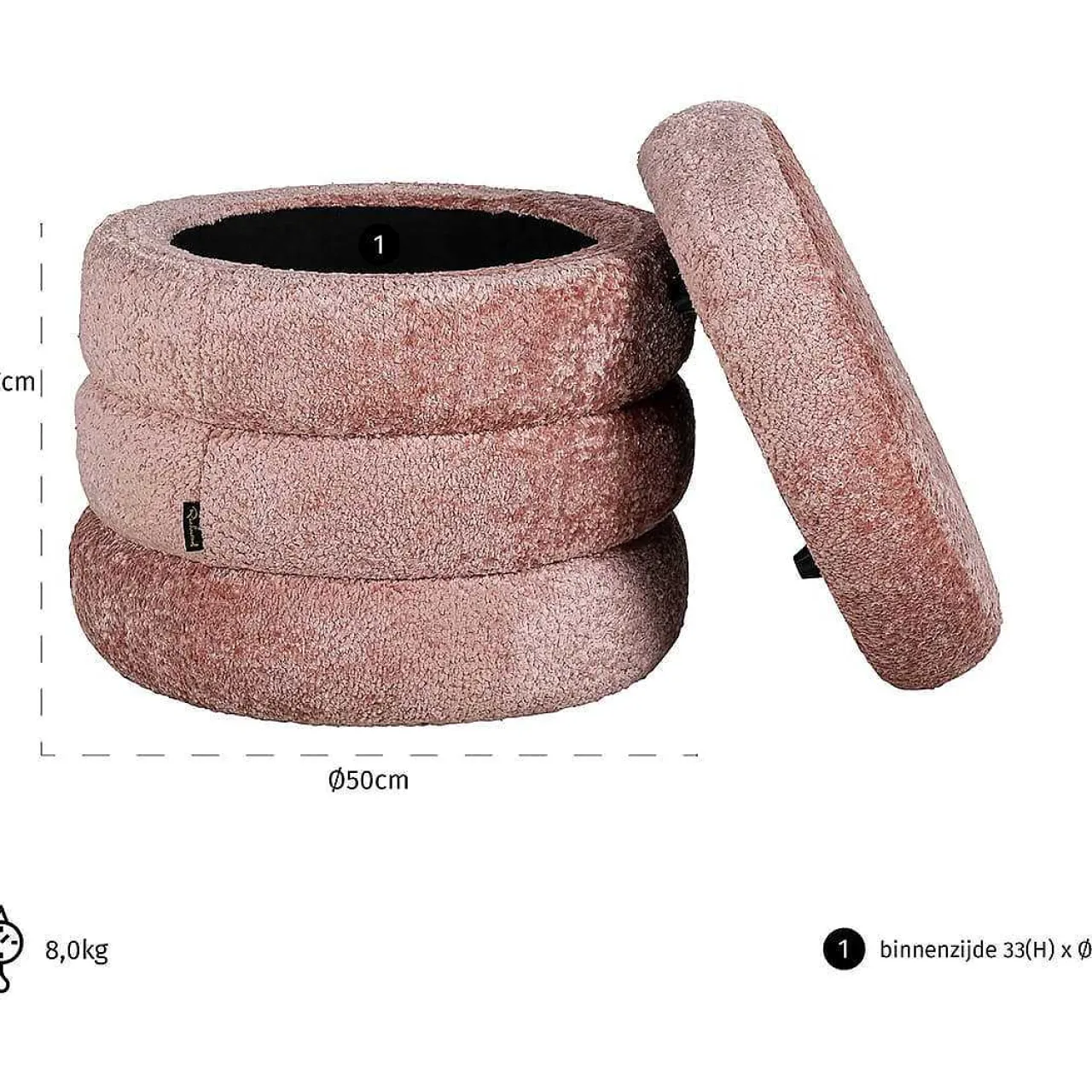Richmond Interiors Pouf Adele Salmon Rund 50> Hocker