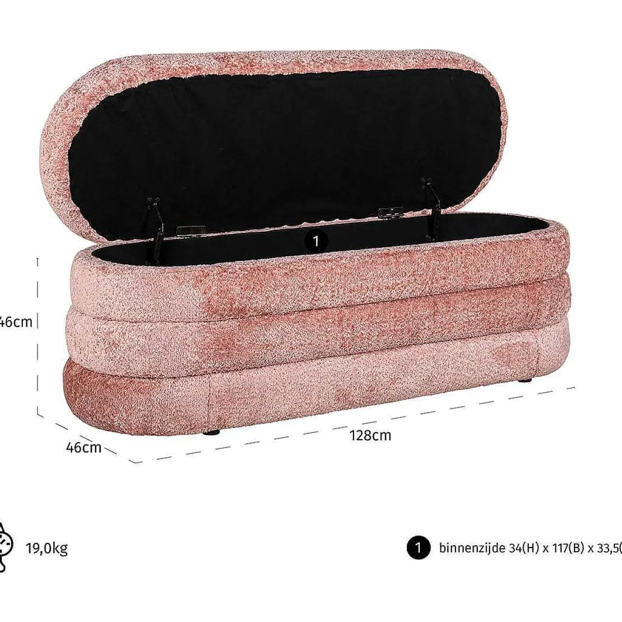 Richmond Interiors Pouf Camille Sheep Salmon> Hocker