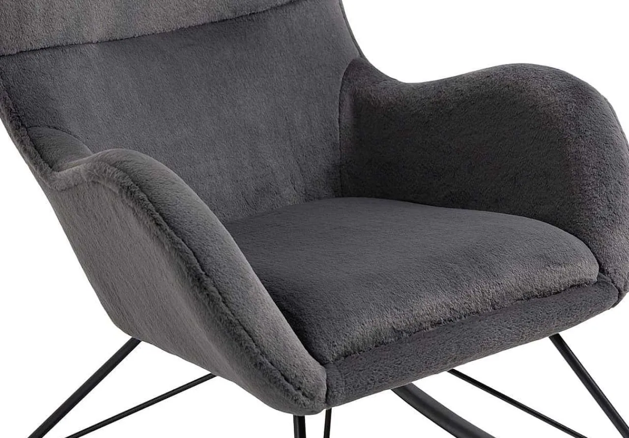 mutoni casual Schaukelstuhl In Lammfelloptik Zebstix Dunkelgrau> Relaxsessel