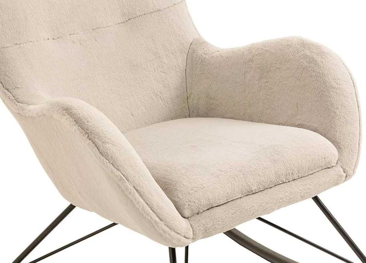 mutoni casual Schaukelstuhl In Lammfelloptik Zebstix Beige> Relaxsessel