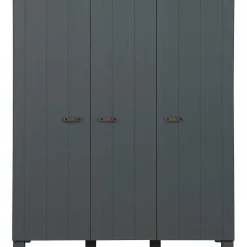 mutoni living Schrank Dennis 3 Turen Ledergriffe Kiefer Stahlgrau><noscript><img width=