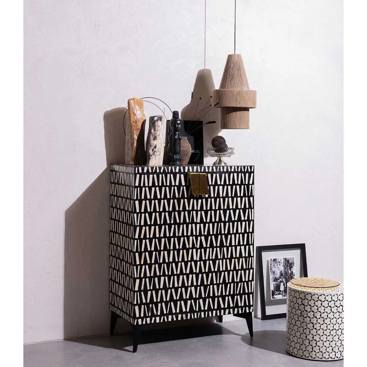 mutoni living Schrank Menne Schwarz/Weiss 108X81> Schränke