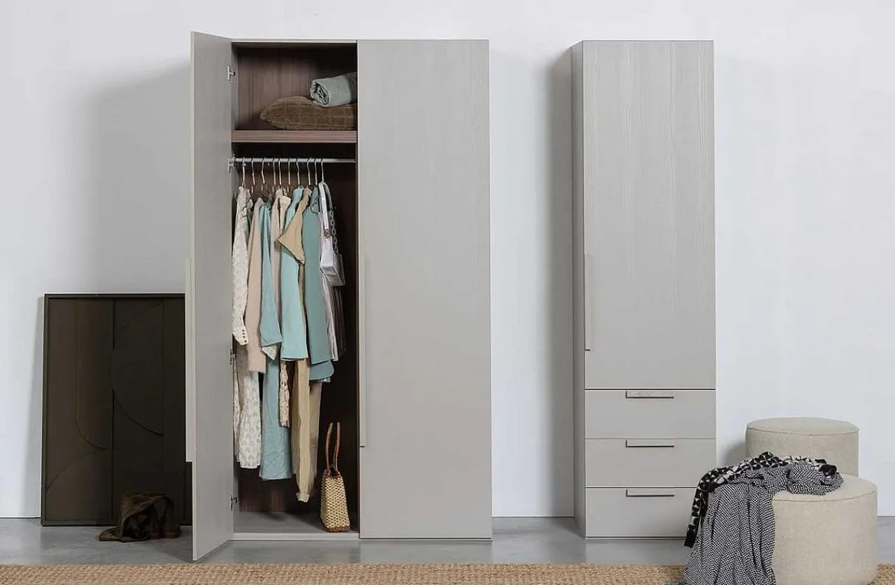 mutoni living Schrank Rens 2-Turig Kieselgrau 110X210> Kleiderschränke