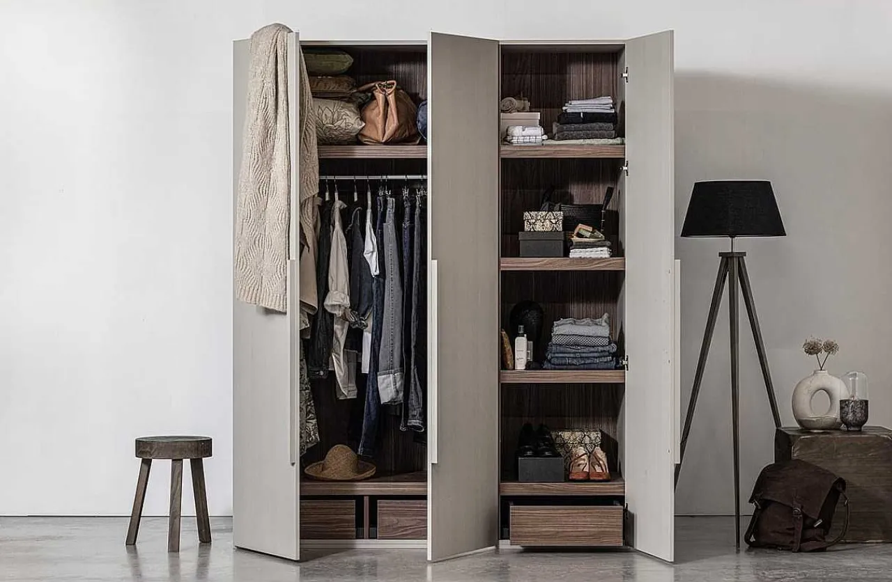 mutoni living Schrank Rens 3-Turig Kieselgrau 165X210> Kleiderschränke