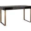 Richmond Interiors Schreibtisch Blackbone Schwarz Messing 140> Bürotische