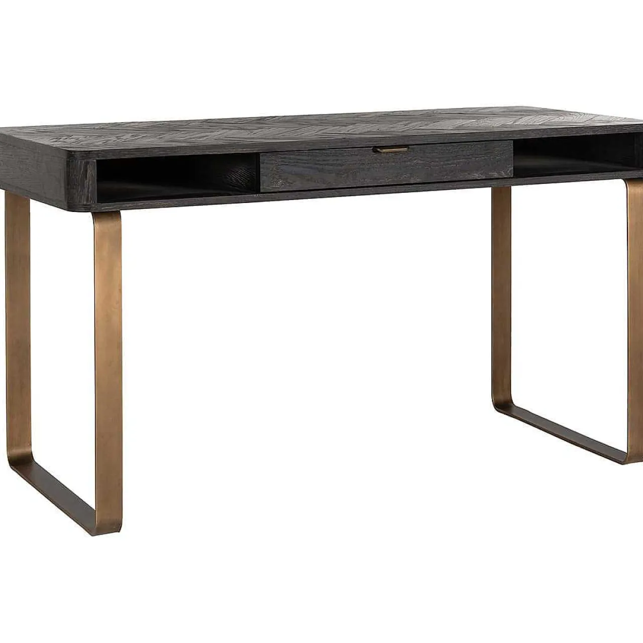Richmond Interiors Schreibtisch Blackbone Schwarz Messing 140> Bürotische