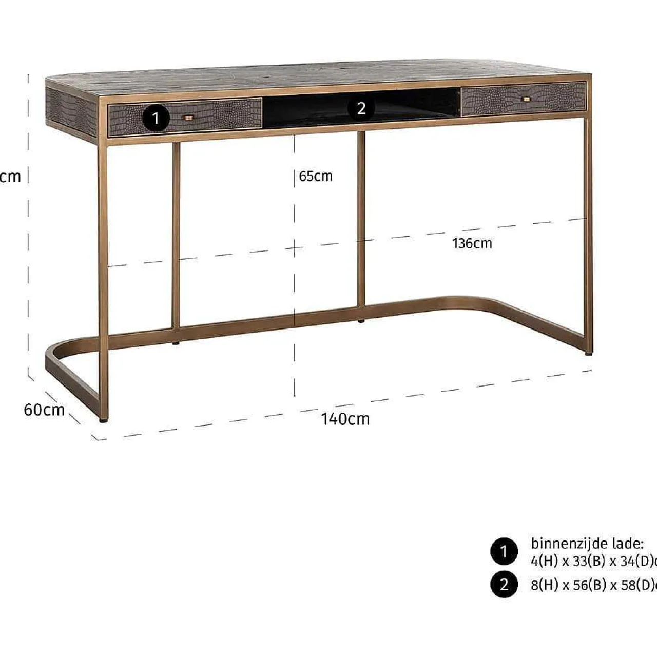 Richmond Interiors Schreibtisch Classio Gold 140> Bürotische