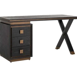 Richmond Interiors Schreibtisch Hunter Schwarz Gold Geburstet 150> Bürotische