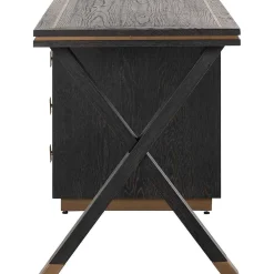 Richmond Interiors Schreibtisch Hunter Schwarz Gold Geburstet 150><noscript><img width=
