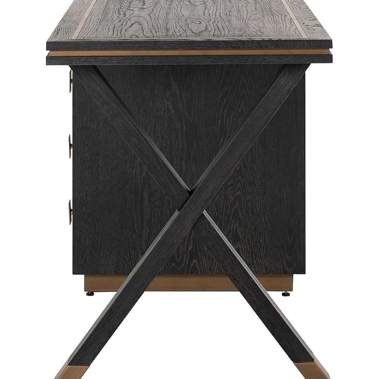 Richmond Interiors Schreibtisch Hunter Schwarz Gold Geburstet 150> Bürotische