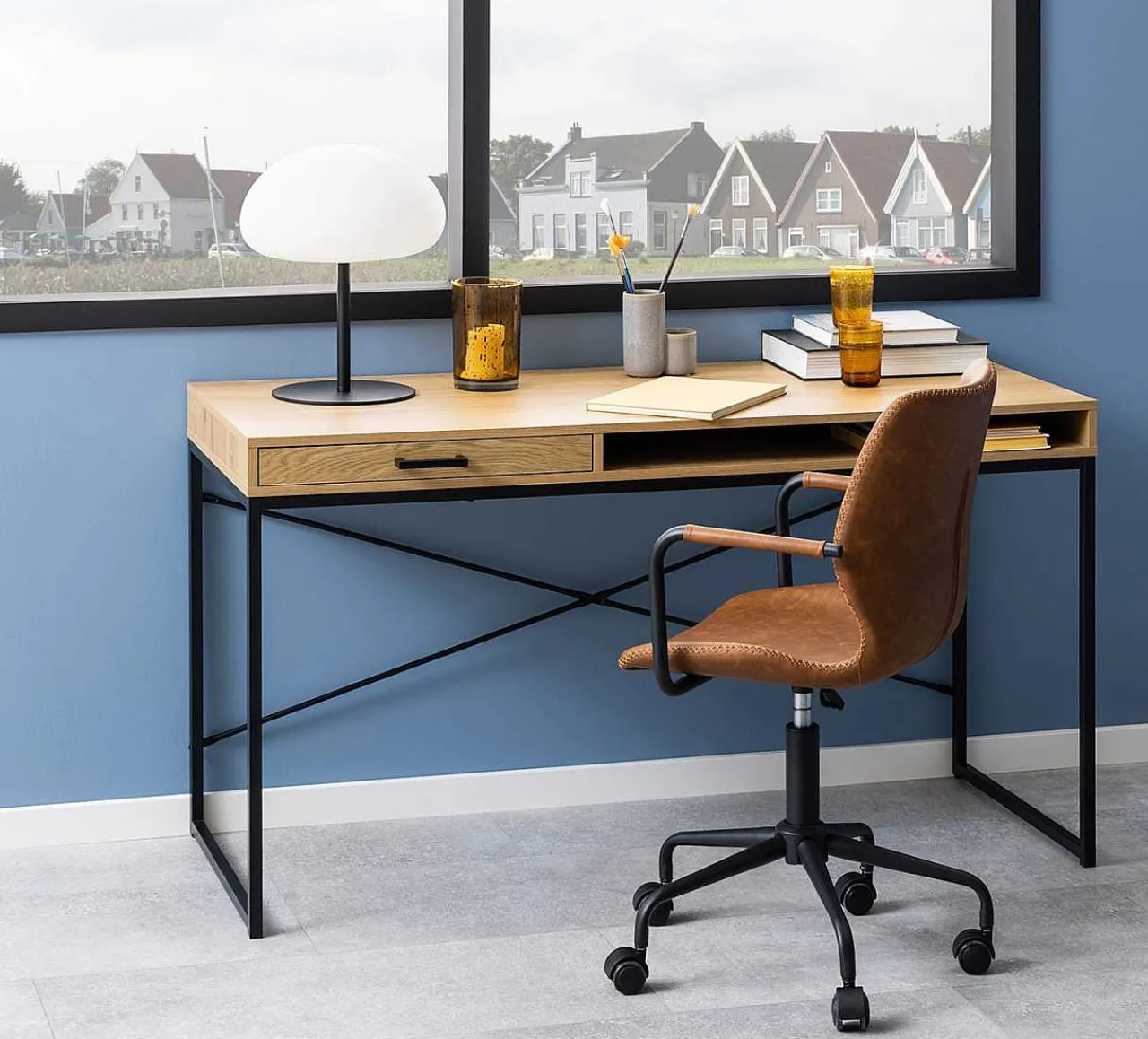 mutoni scandi Schreibtisch Multiple Bronx Natur Schwarz 140> Bürotische