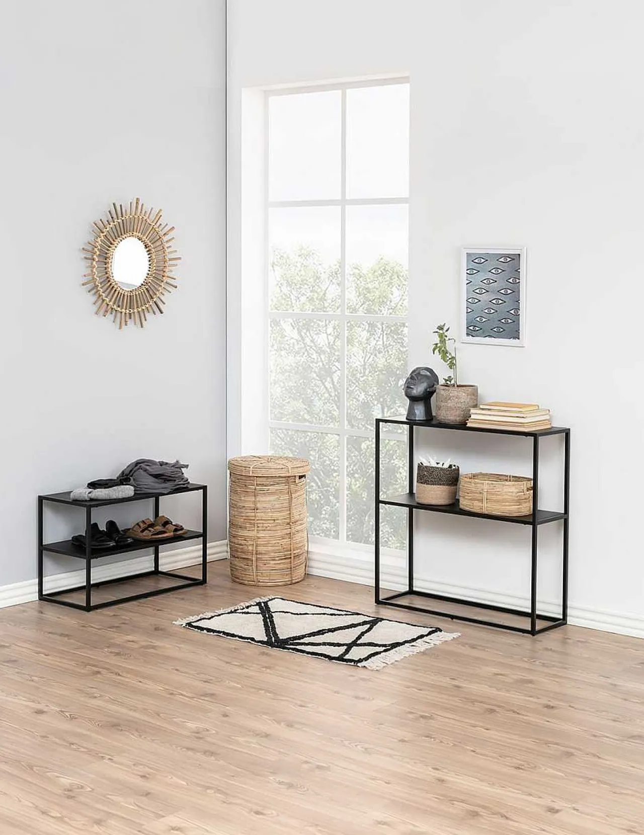 mutoni scandi Schuhregal Modern Line 1 Boden Stahl Schwarz 70X33X45 5Cm> Schuhschränke