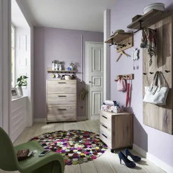 mutoni exquisite Schuhschrank Roskilde 3Er Schmal Balkeneiche Massiv> Schuhschränke