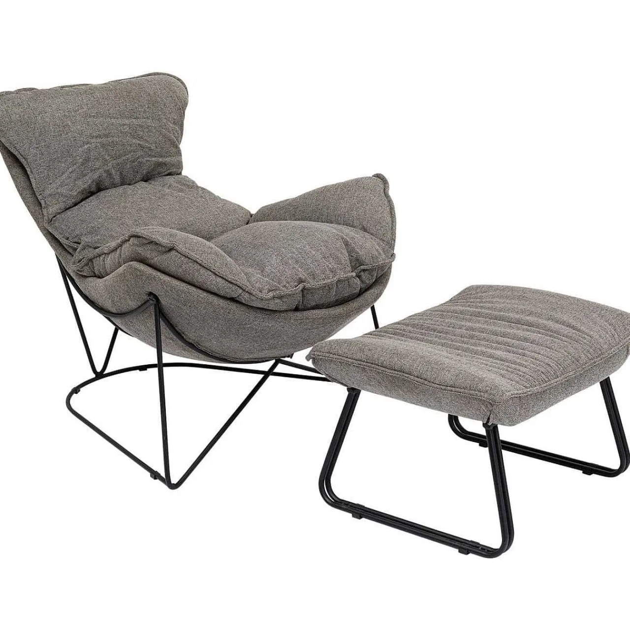 KARE Design Sessel Mit Hocker Snuggle Grau (2-Tlg)> Relaxsessel