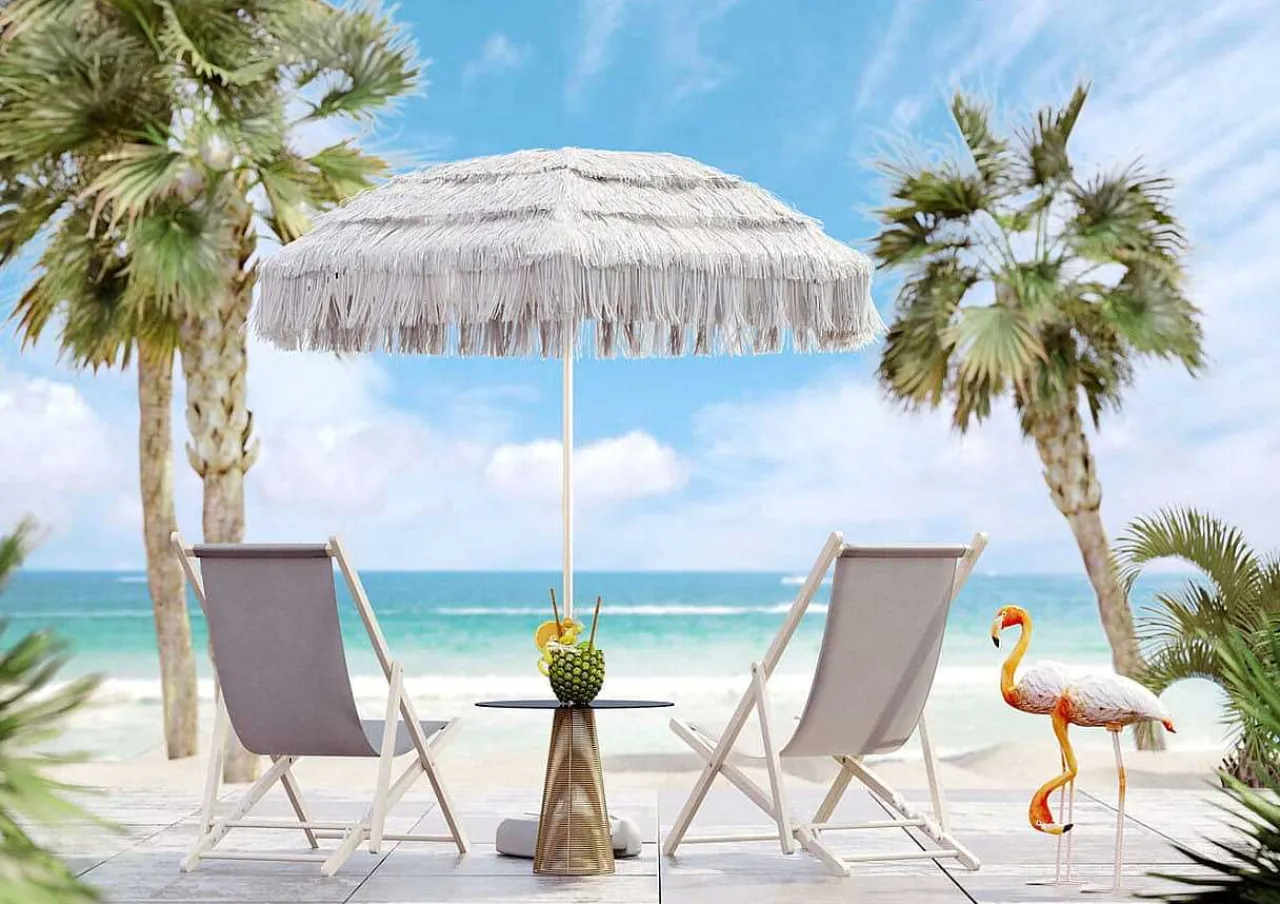 KARE Design Sonnenschirm Hawaii Weiss> Stockschirme