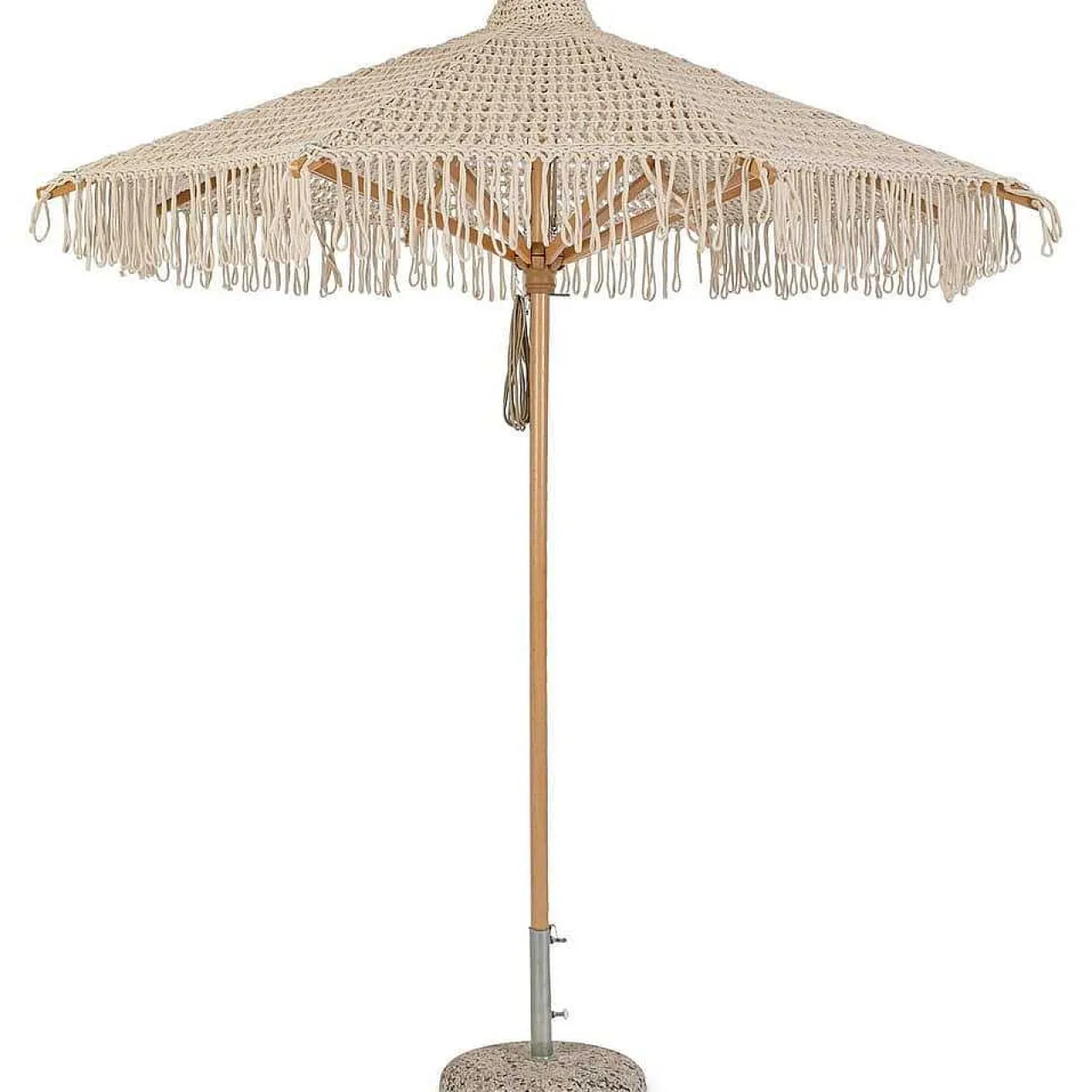 mutoni lifestyle Sonnenschirm Makramee Buche Natur Rund 250> Stockschirme