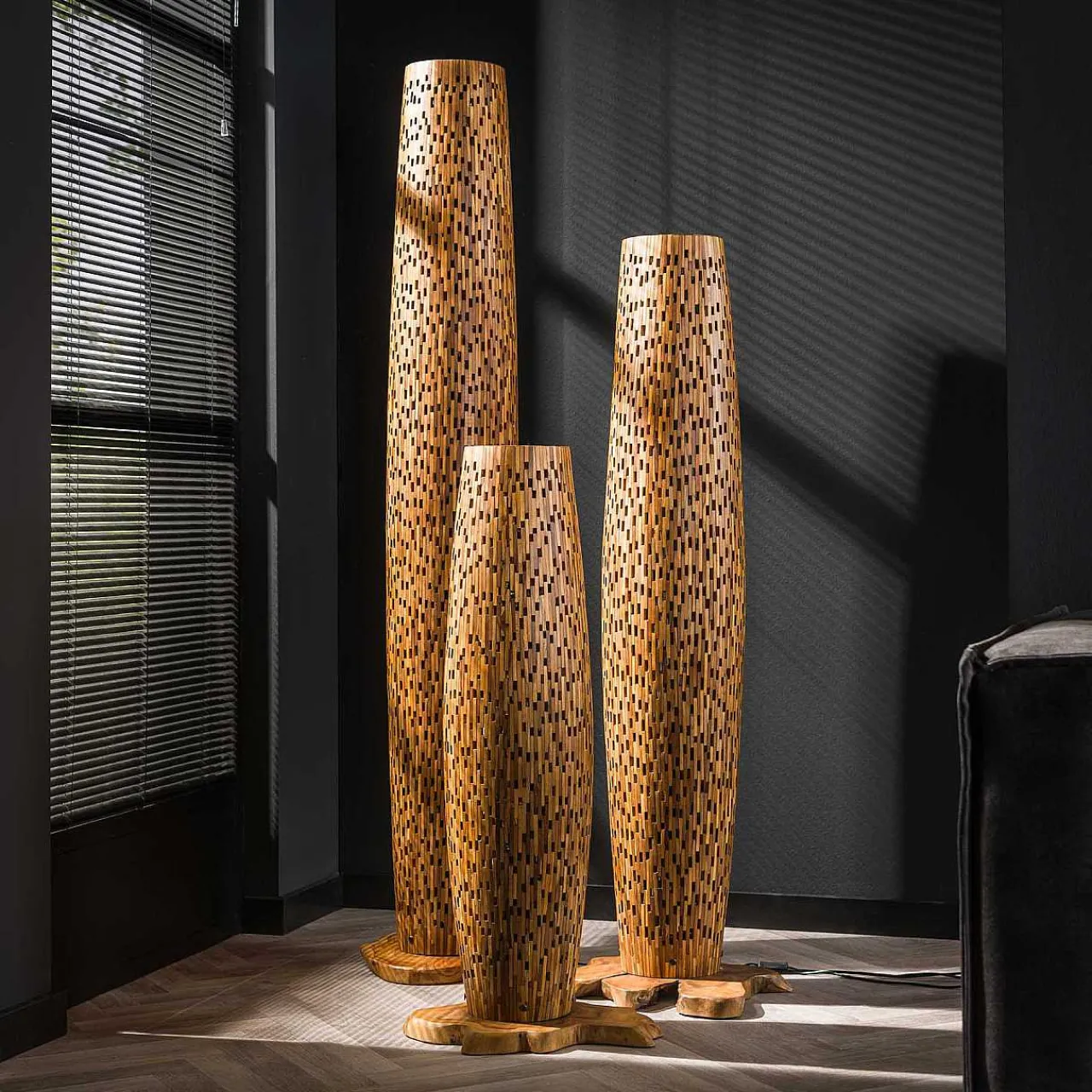 mutoni industrial Stehlampe Bars Teak S> Stehleuchten