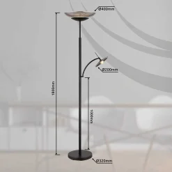 mutoni light Stehleuchte Glanzara Metall Schwarz Matt Led 40><noscript><img width=
