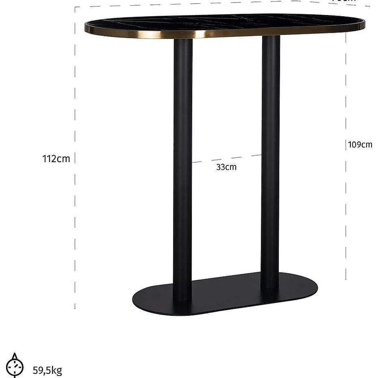 Richmond Interiors Stehtisch Zenza Schwarz Oval 105> Bartische