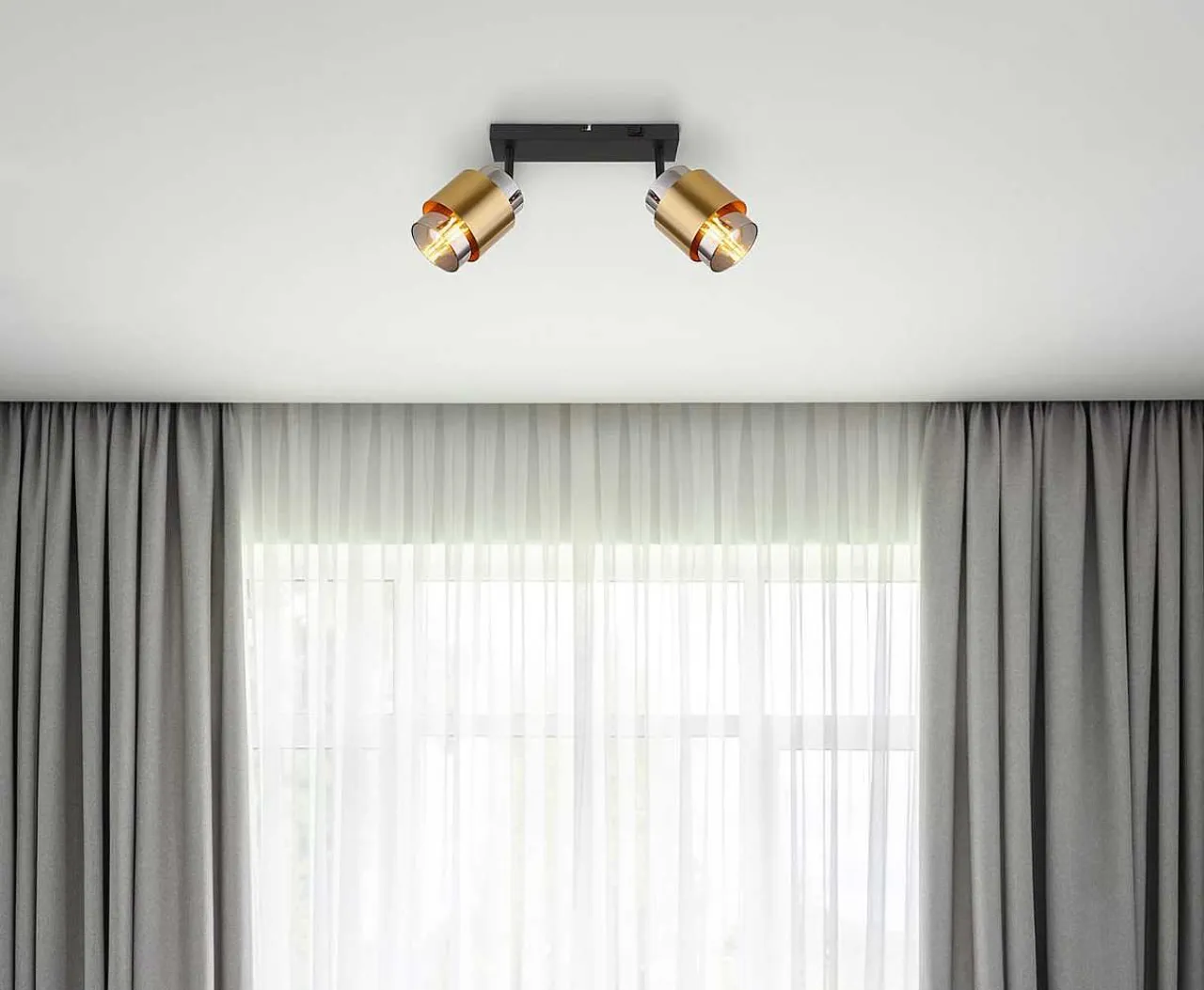 mutoni light Strahler Milley Metall Gold Schwarz Matt 2Xe27> Deckenleuchten