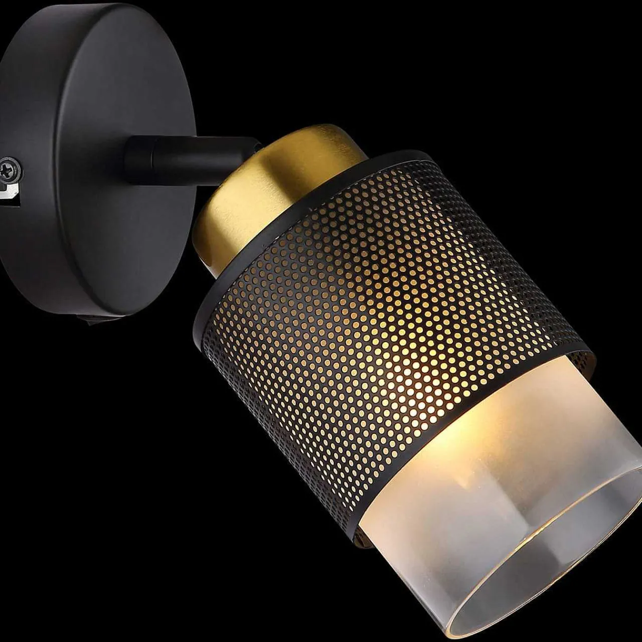 mutoni light Strahler Quellix Metall Schwarz Matt Gold 1Xe27> Wandleuchten
