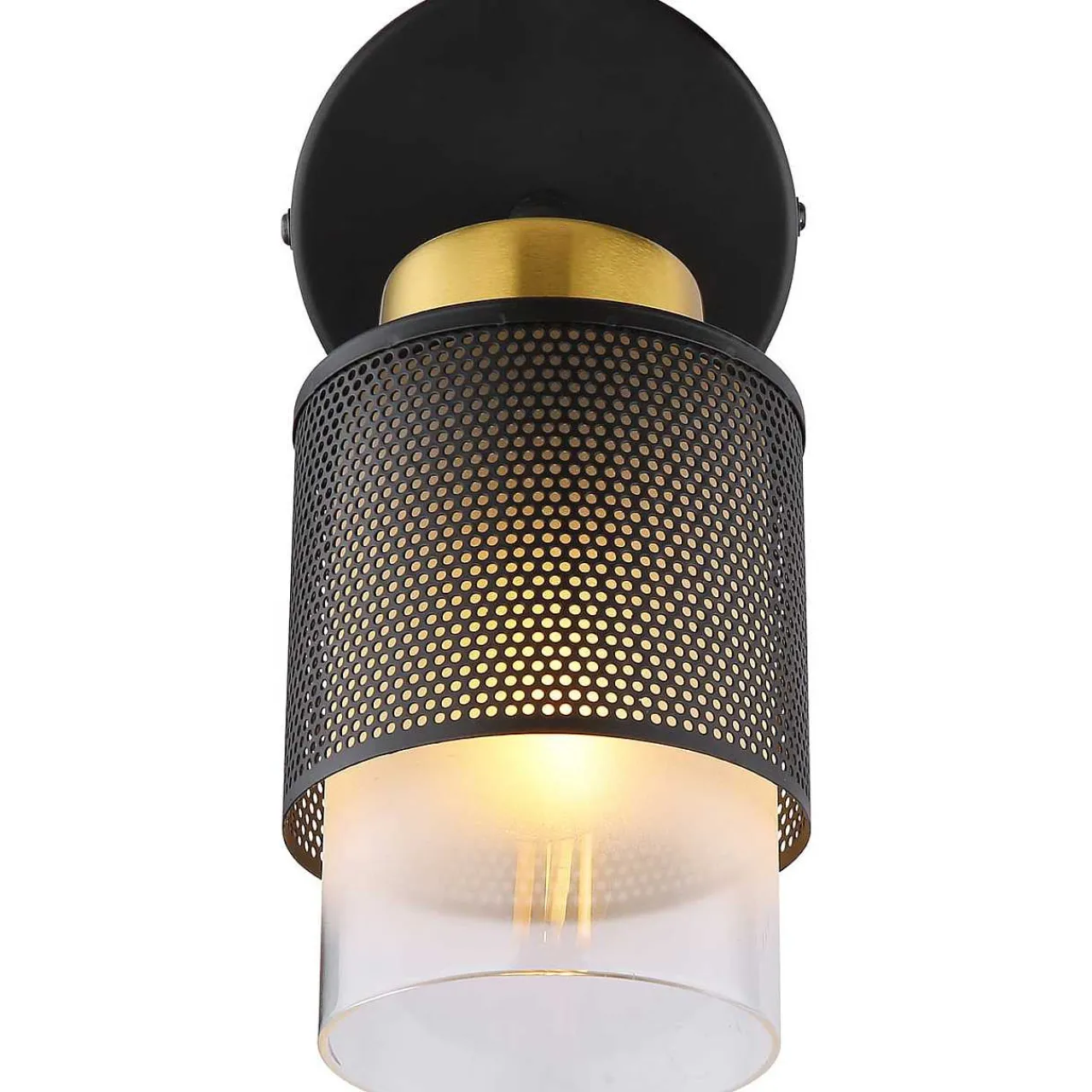 mutoni light Strahler Quellix Metall Schwarz Matt Gold 1Xe27> Wandleuchten