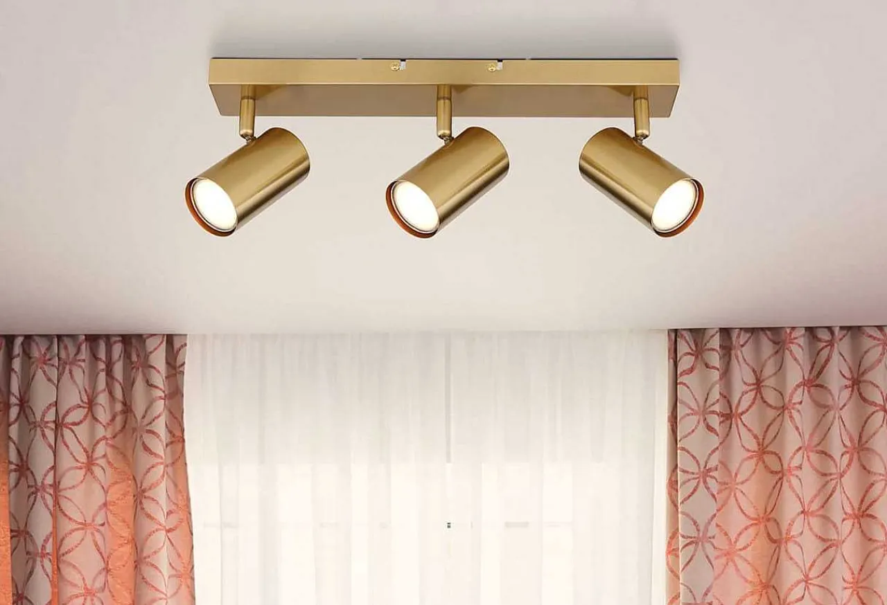 mutoni light Strahler Robby Metall Gold Geburstet 3Xgu10> Deckenleuchten