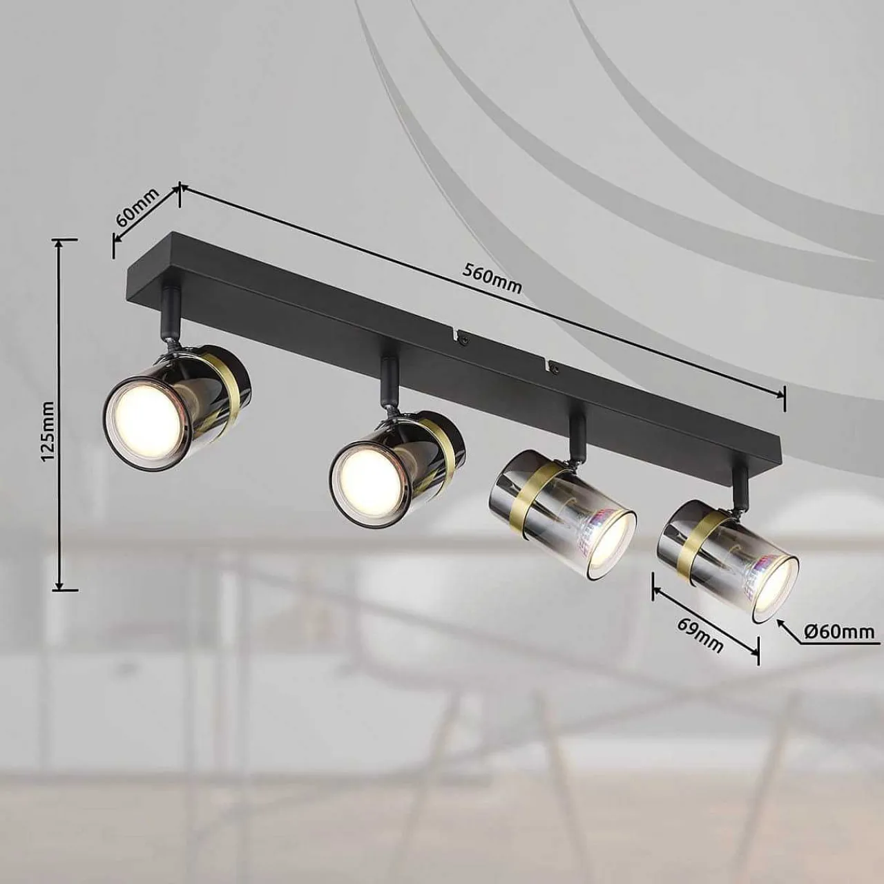 mutoni light Strahler Trabby Metall Schwarz Matt 4Xgu10> Deckenleuchten
