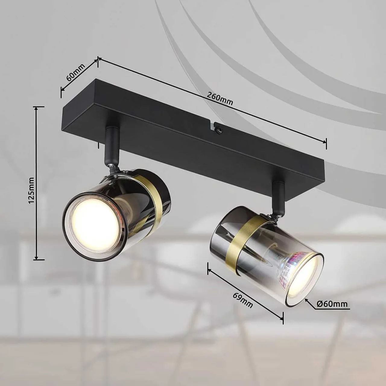 mutoni light Strahler Trabby Metall Schwarz Matt 2Xgu10> Deckenleuchten