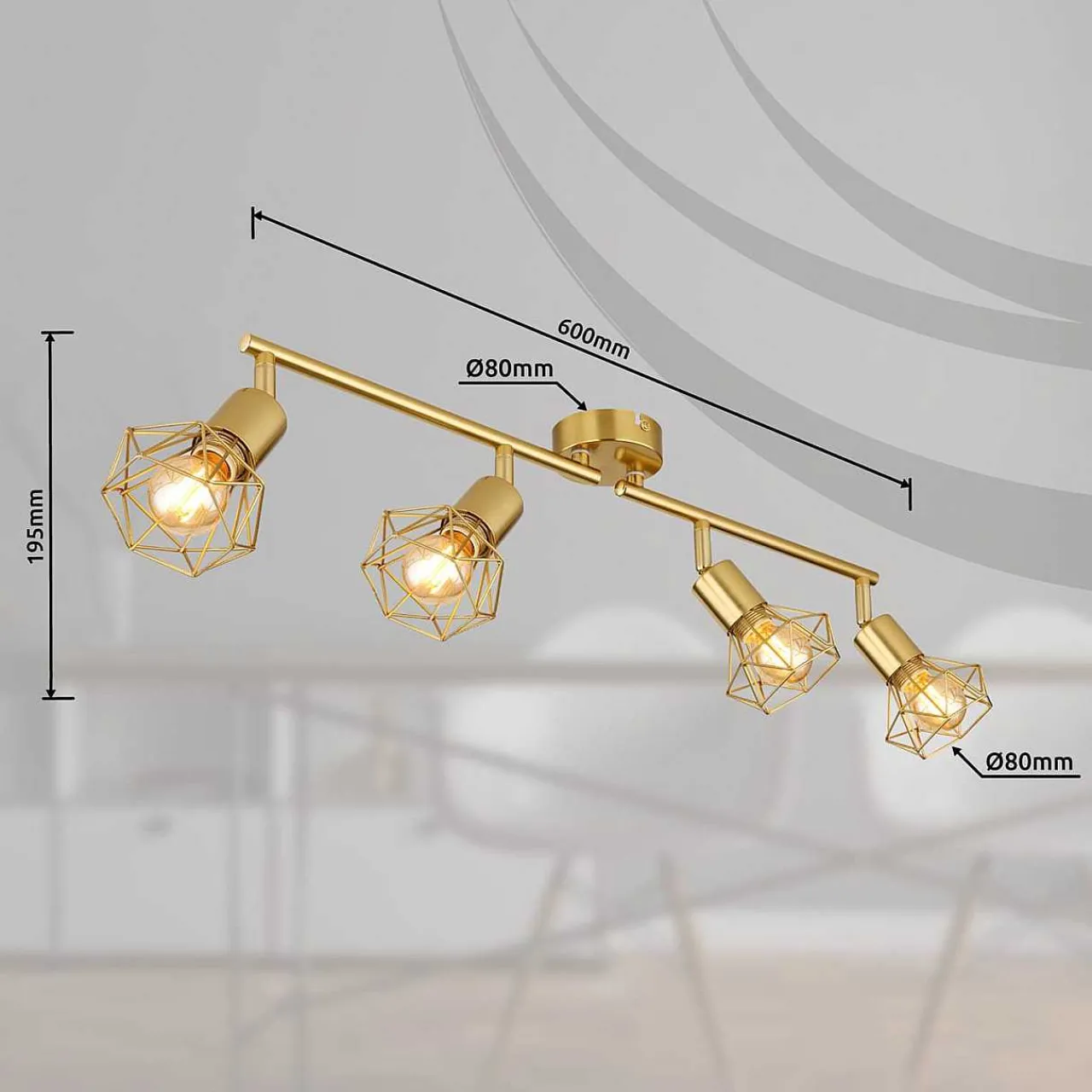 mutoni light Strahler Xara I Metall Gold 4Xe14> Deckenleuchten