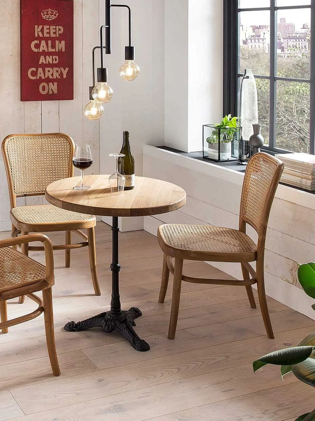 mutoni sweet home Tisch Wildeiche Gusseisen Natur Rund 60> Bistrotische