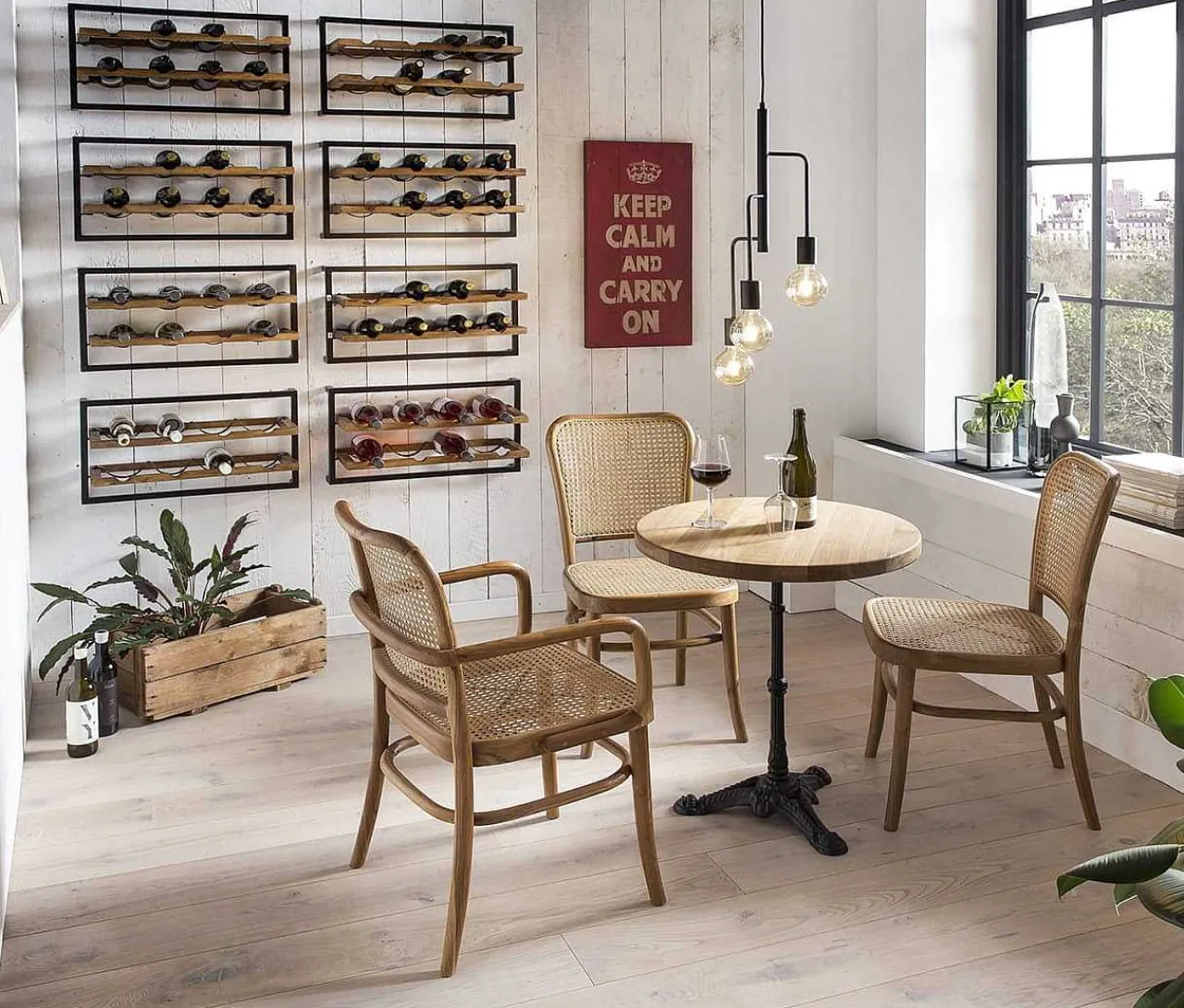 mutoni sweet home Tisch Wildeiche Gusseisen Natur Rund 60> Bistrotische