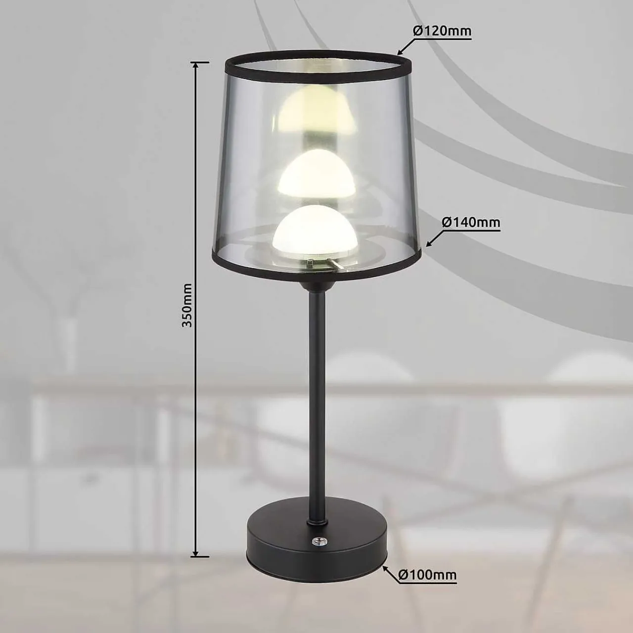 mutoni light Tischleuchte Lunki Metall Schwarz Matt Led 35> Led-Tischleuchten