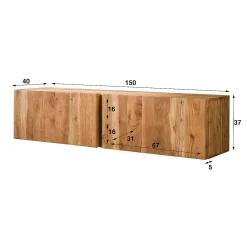 mutoni industrial Tv-Lowboard Block Schwebend Akazie Natur 150><noscript><img width=