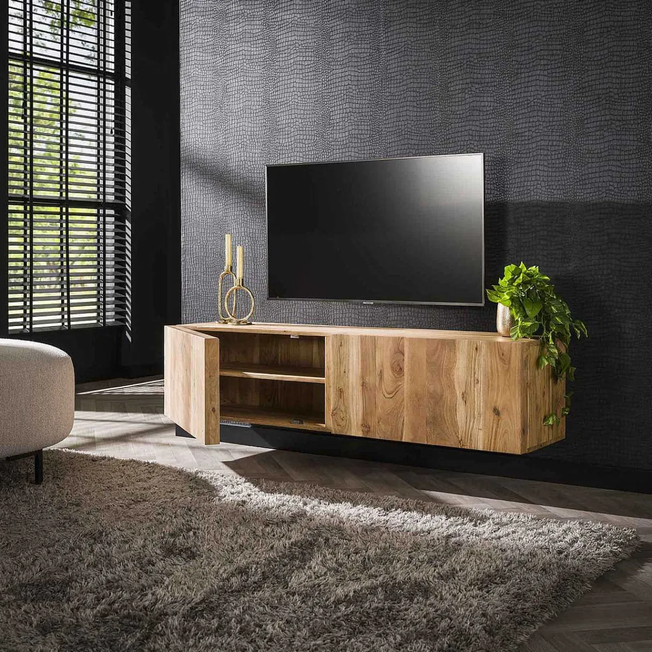 mutoni industrial Tv-Lowboard Block Schwebend Akazie Natur 150> Tv-Möbel