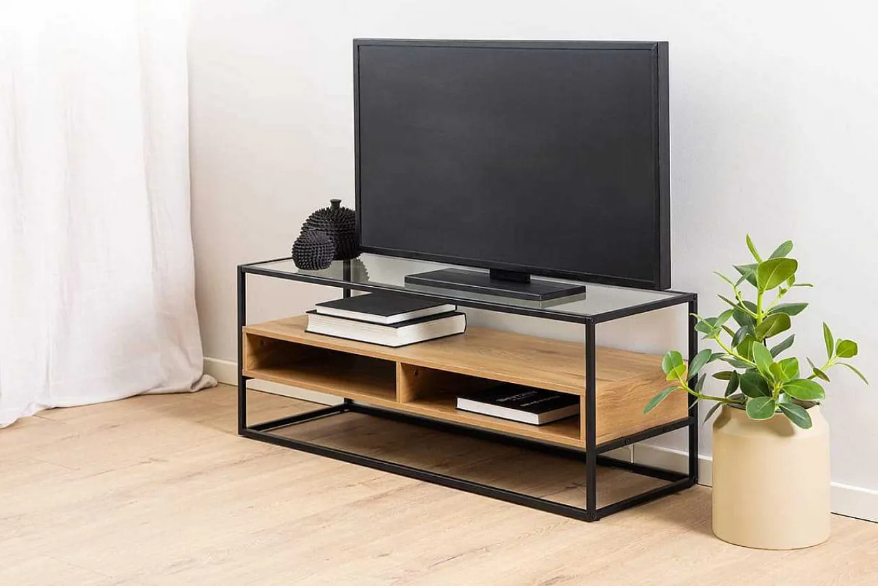 mutoni scandi Tv-Möbel Randall Glas Transparent Natur 120> Tv-Möbel