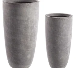 mutoni lifestyle Vase Cement Rund Hoch Grau (2Er-Set)> Gartenvasen Und Pflanzkübel