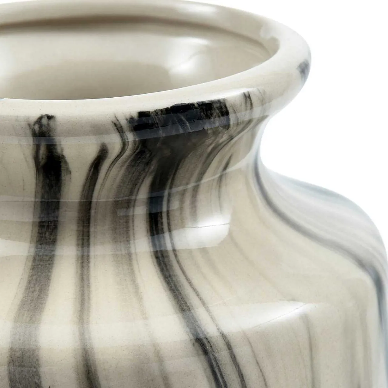 mutoni living Vase Strike Keramik Offwhite/Schwarz 30> Vasen