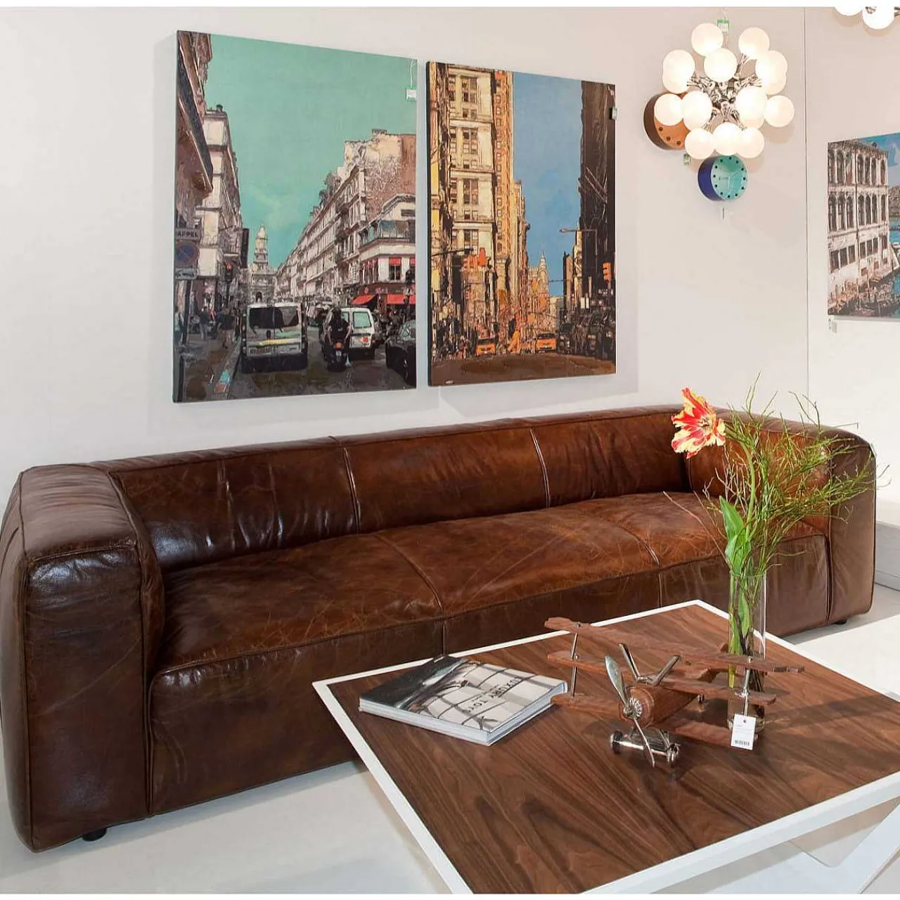KARE Design Vintage Leder Sofa Cubetto 3 Sitzer> Ledersofas