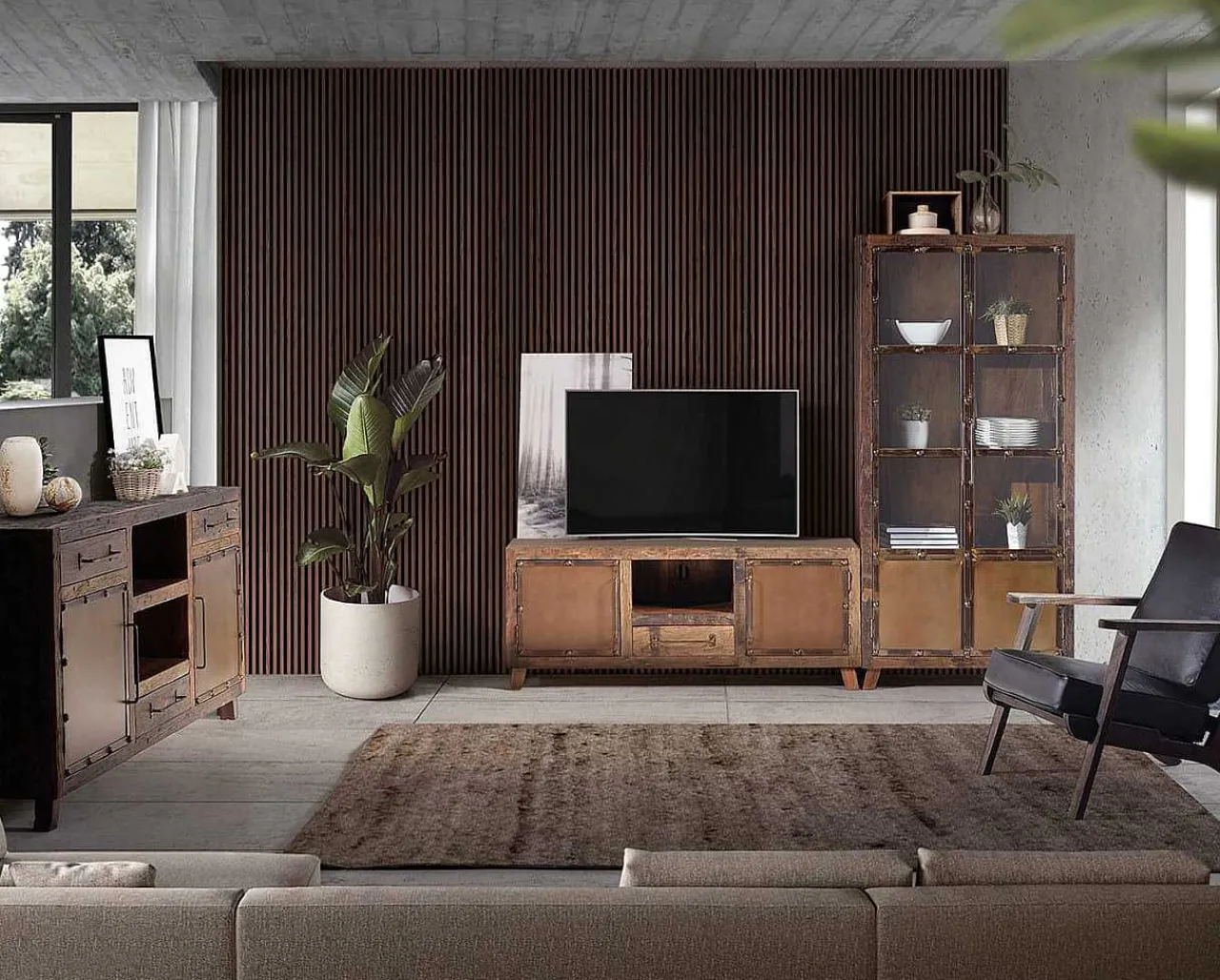 mutoni inspiration Vitrine Acaba Recyceltes Holz 90X190> Vitrinen