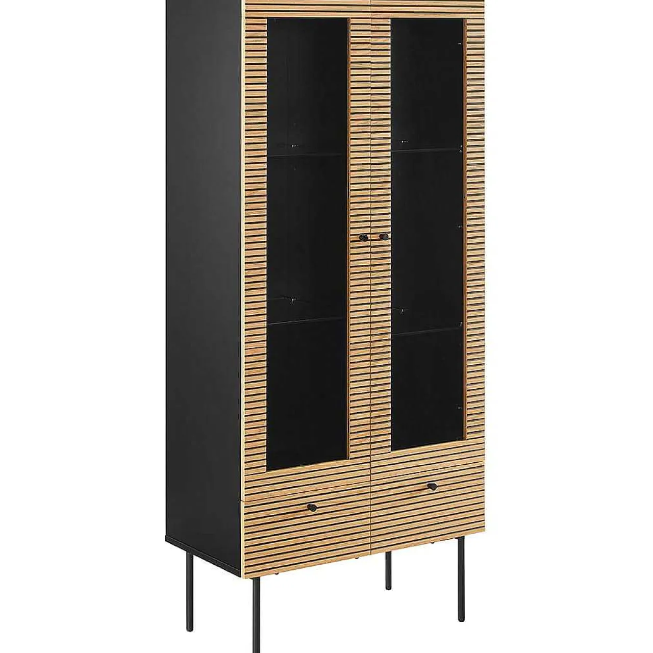 mutoni casual Vitrine Flubna Natur Schwarz 179> Vitrinen