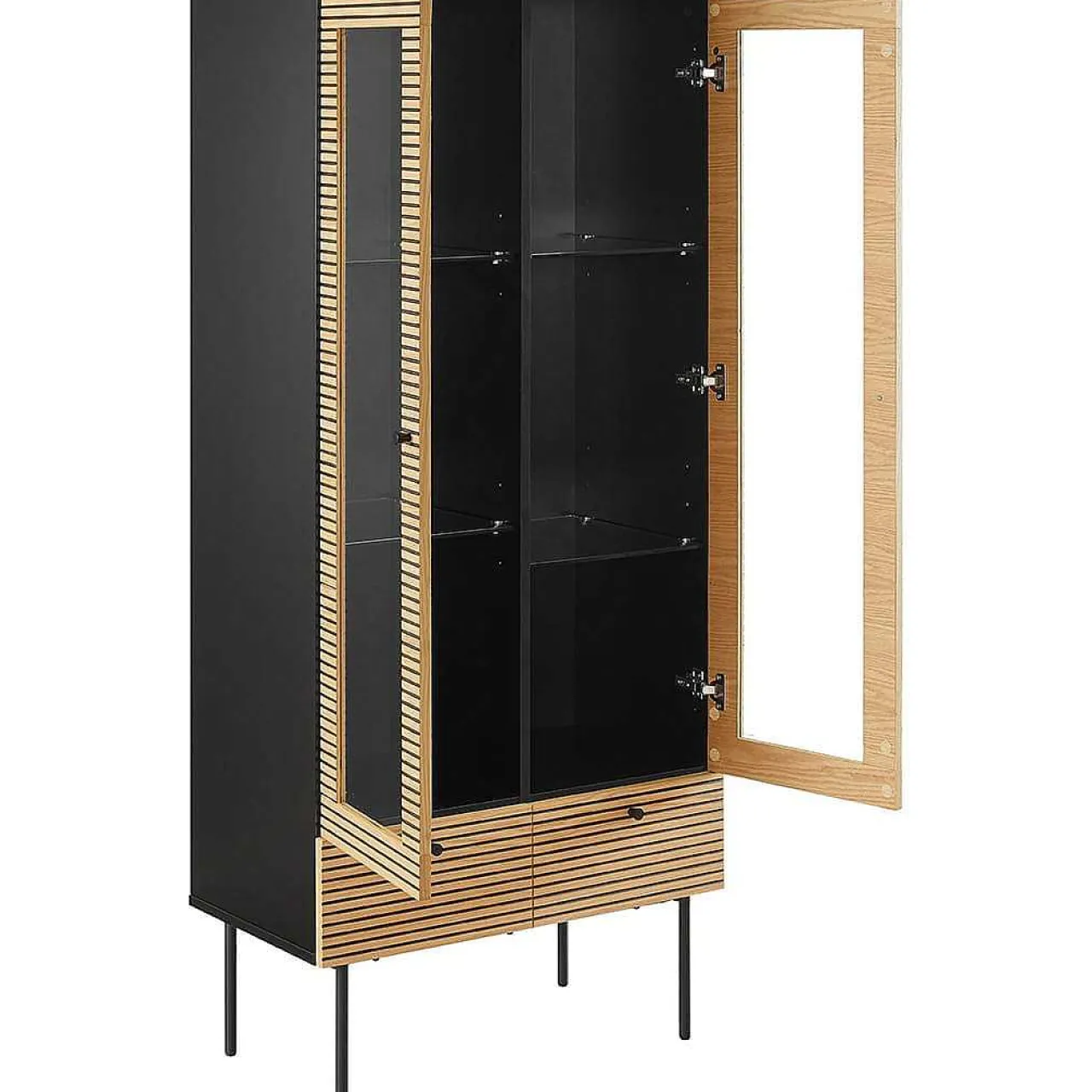 mutoni casual Vitrine Flubna Natur Schwarz 179> Vitrinen