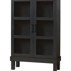mutoni living Vitrinenschrank Bonk Kiefer Matt-Schwarz 107X160> Vitrinen